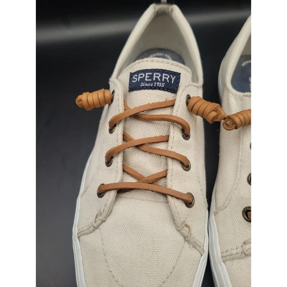 Sperry Top Sider Crest Vibe Womens Oat Beige Tan Boat Slip On Shoes Size 8.5